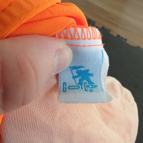 VINTAGE GOTCHA 90s Neon Orange Aztec Embroidered Open Back Swimsuit - Size S - Picture 12 of 15